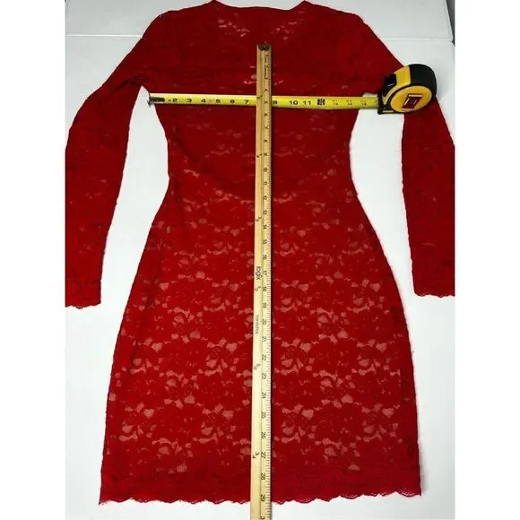 Women’s Express Red Lace Backless Bodycon Dress Size XS - Picture 8 of 13